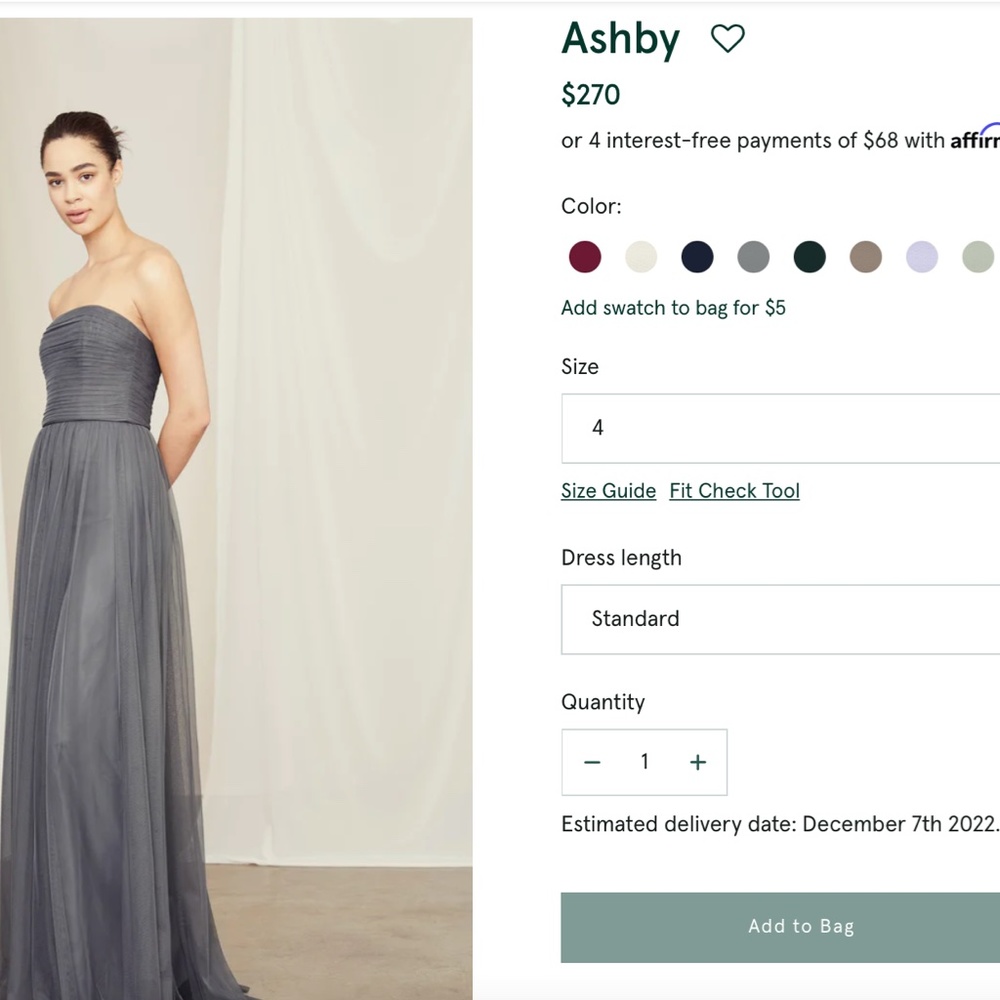 Amsale Ashby Strapless Tulle Neutral Bridesmaid Dress - Picture 3 of 3